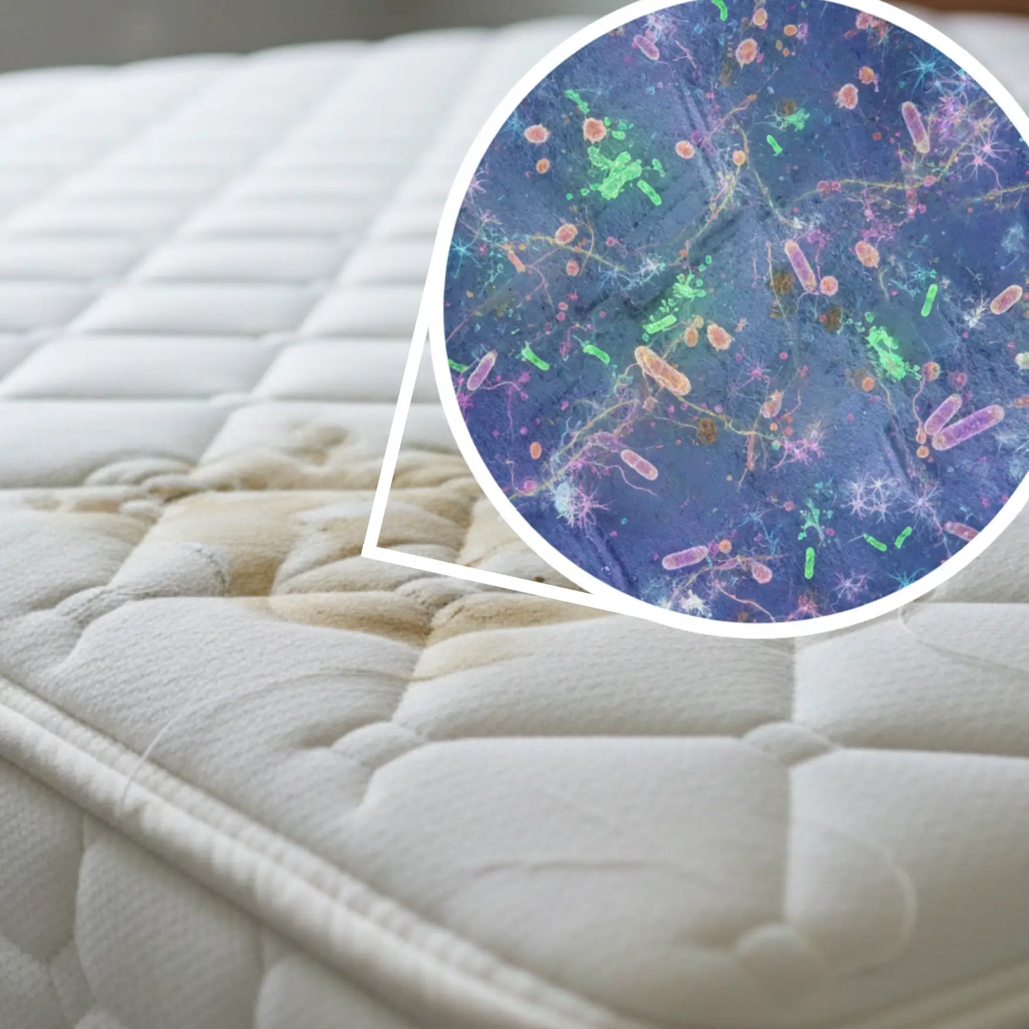 Bacteria Zoom In of a stained mattress